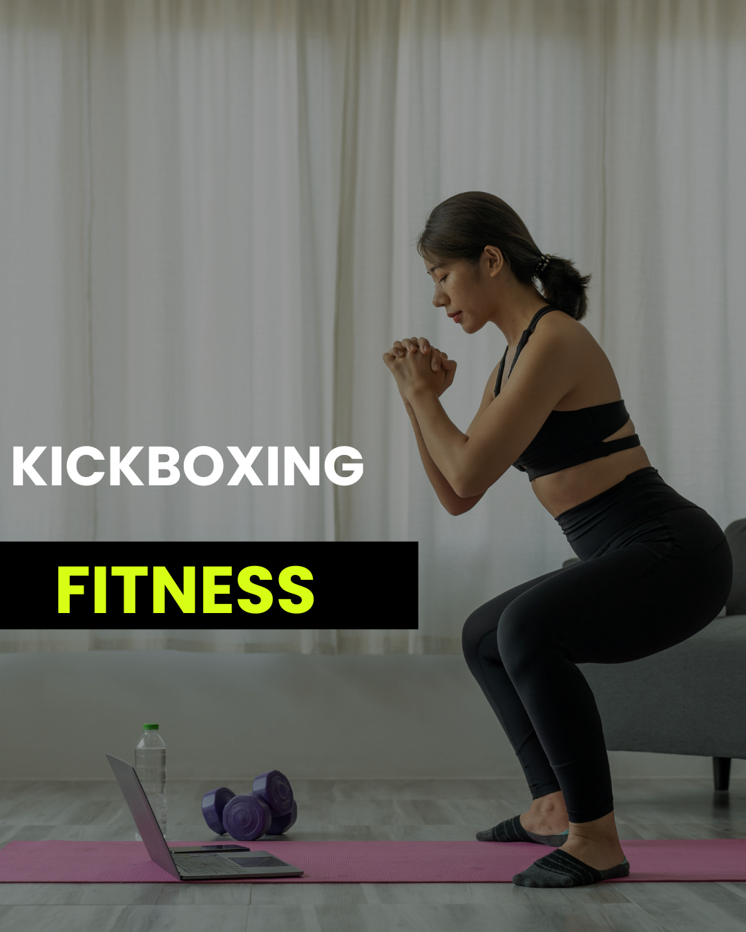 Black and Yellow Simple Women's Fitness Instagram Post