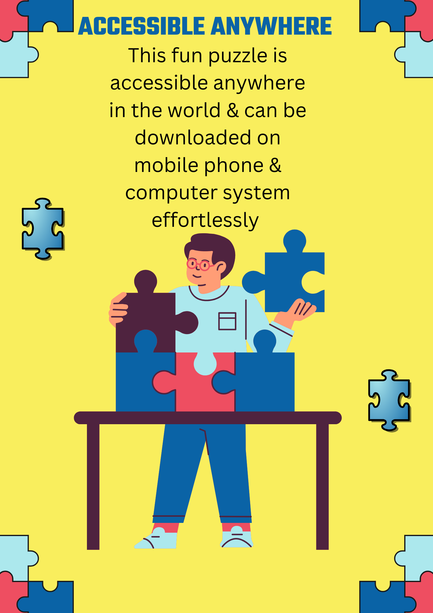 Yellow Blue Simple Crossword Puzzle Day Flyer Yellow Blue Simple Crossword Puzzle Day Flyer